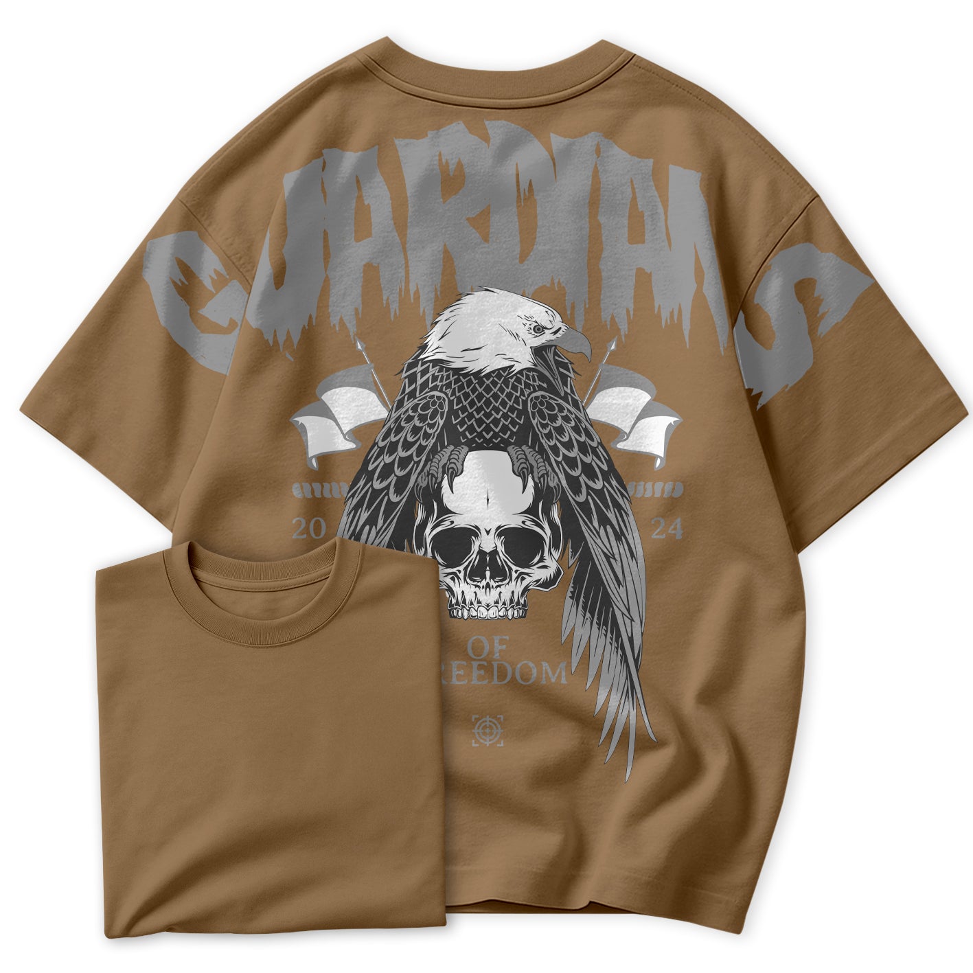 Camiseta Oversized Guardiões Da Liberdade Águia e Caveira Estilo Pesado Street
