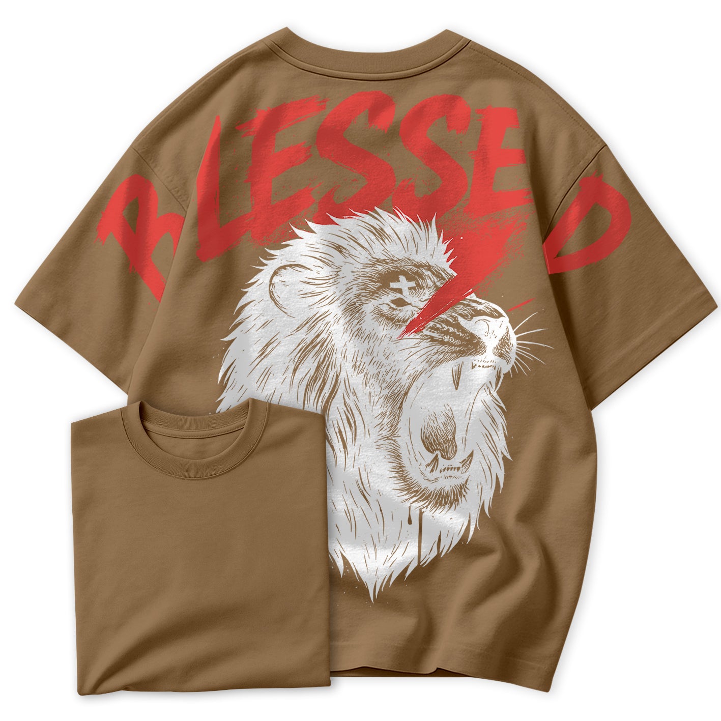 Camiseta Oversized Blessed Leão Streetwear Fé e Atitude!