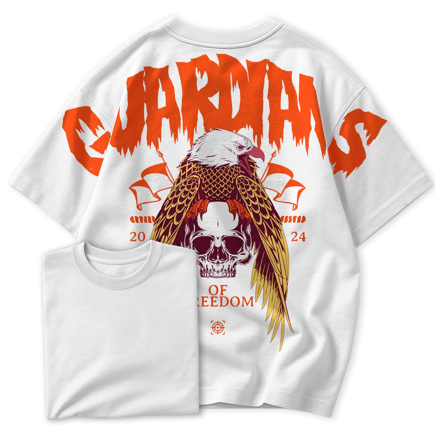Camiseta Oversized Guardiões Da Liberdade Águia e Caveira Estilo Pesado Street