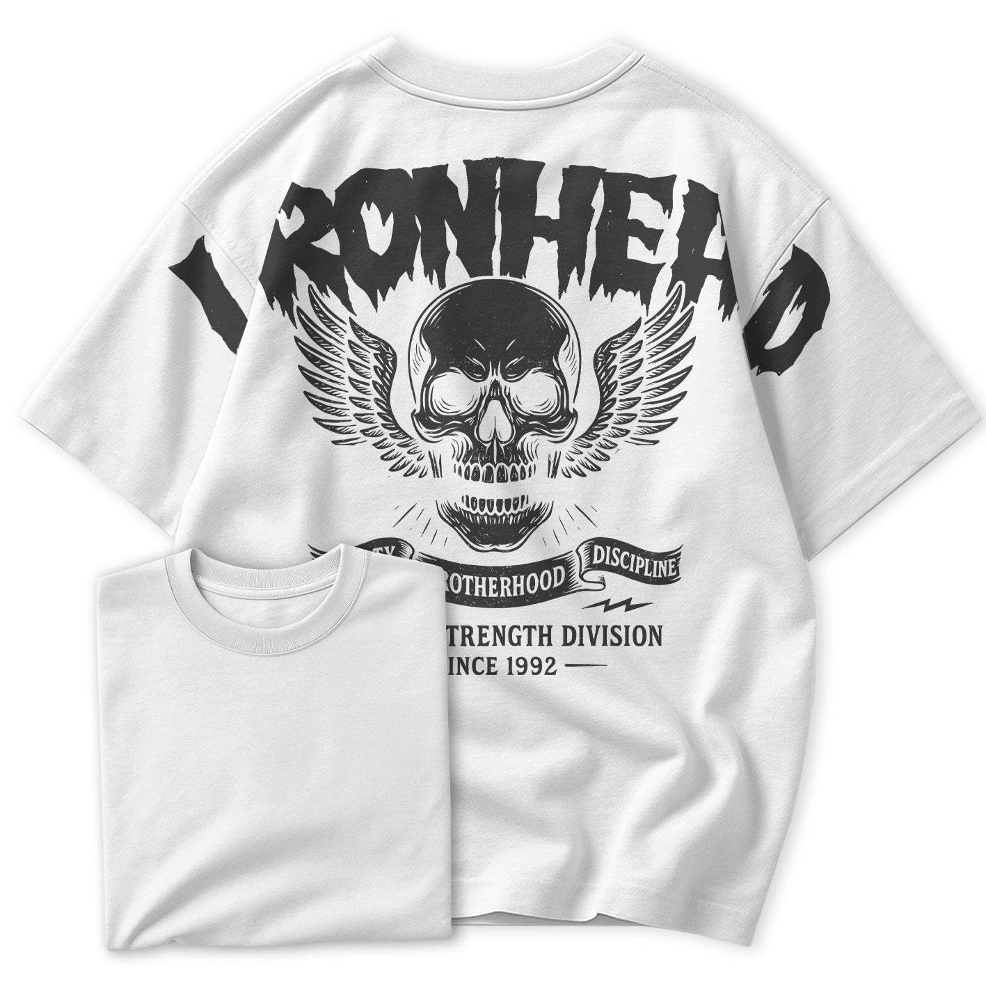 Camiseta Oversized IRONHEAD Caveira Academia Estilo Old School Streetwear