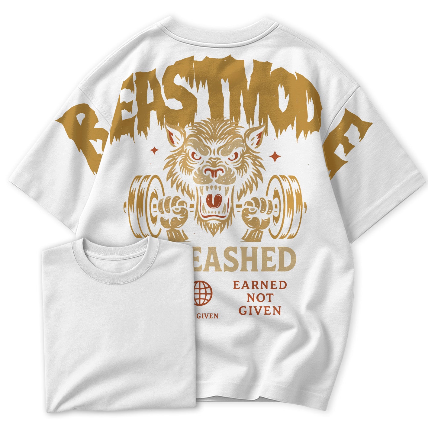 Camiseta Oversized BeastMode Tiger Unleashed Earned Not Given