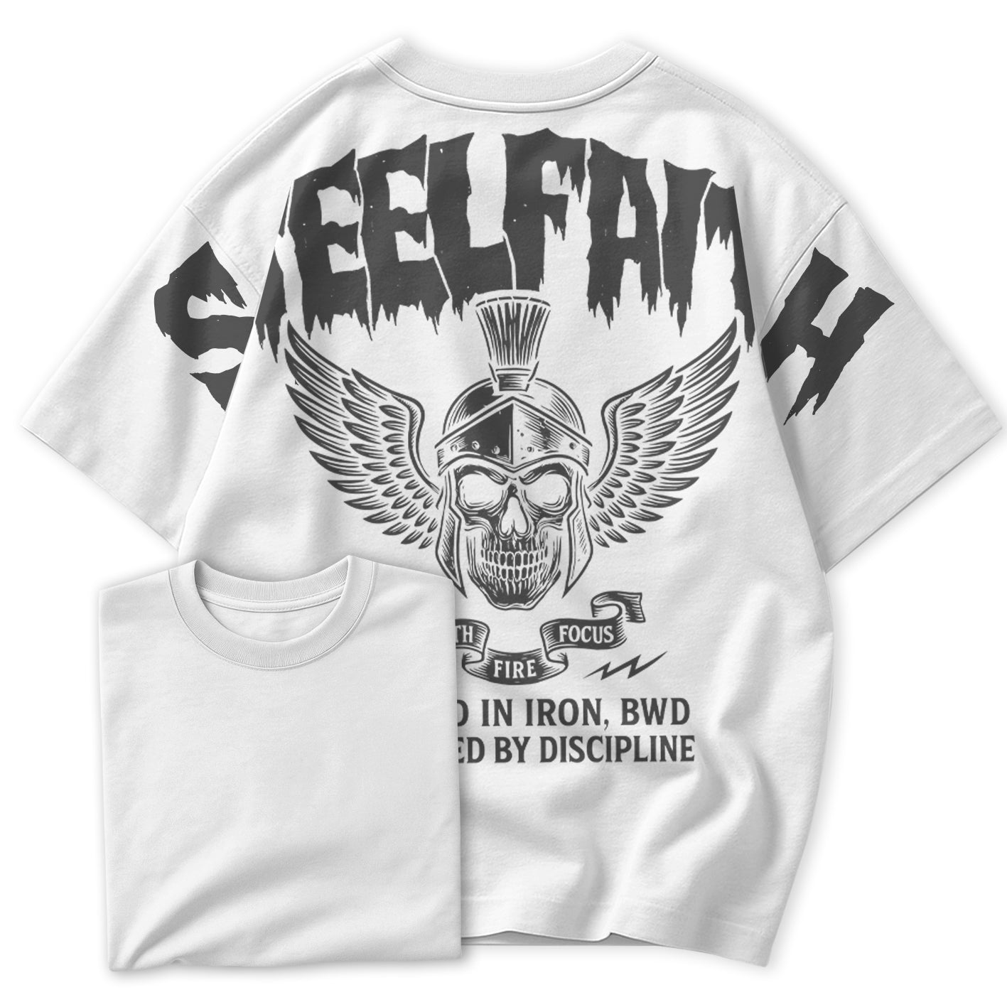 Camiseta Oversized Caveira Romana Old School Academia e Streetwear