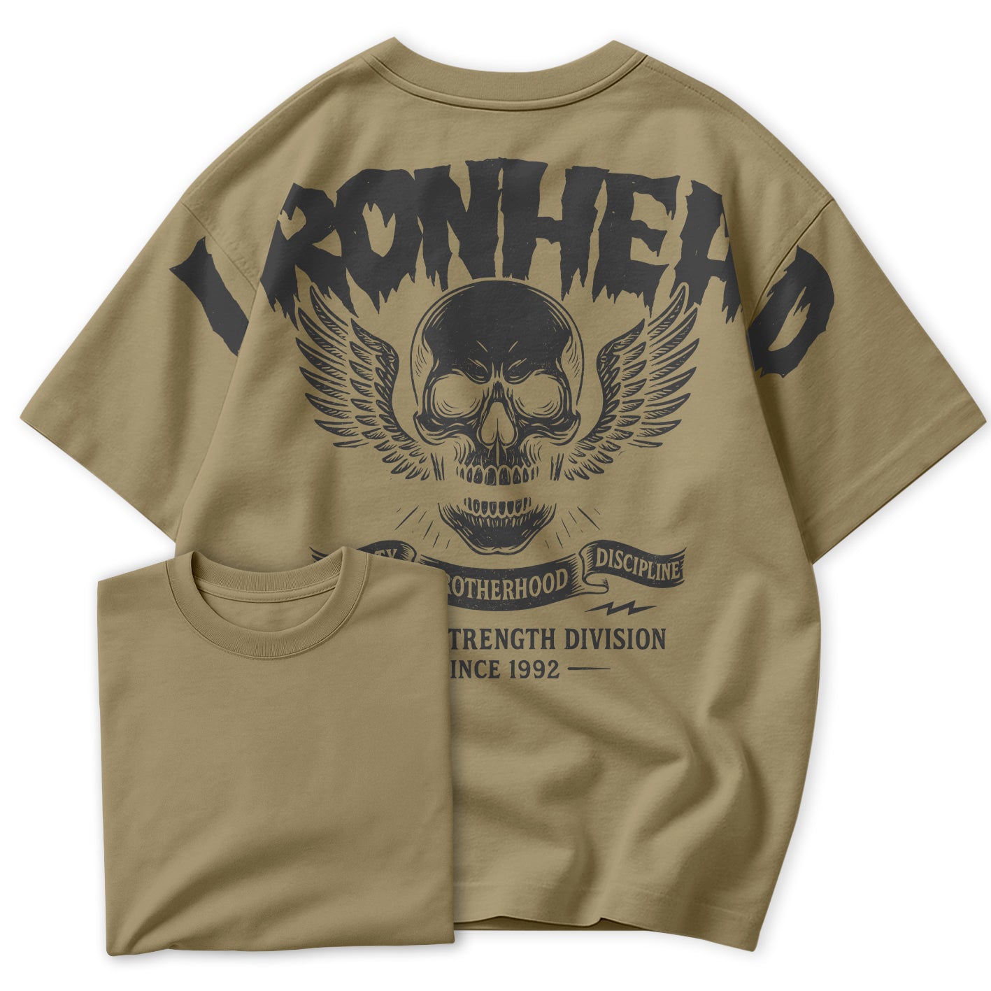 Camiseta Oversized IRONHEAD Caveira Academia Estilo Old School Streetwear