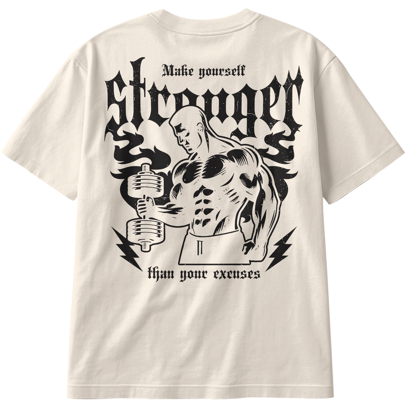 Camiseta Oversized Make YourSelf Stronger Gym Hard Train