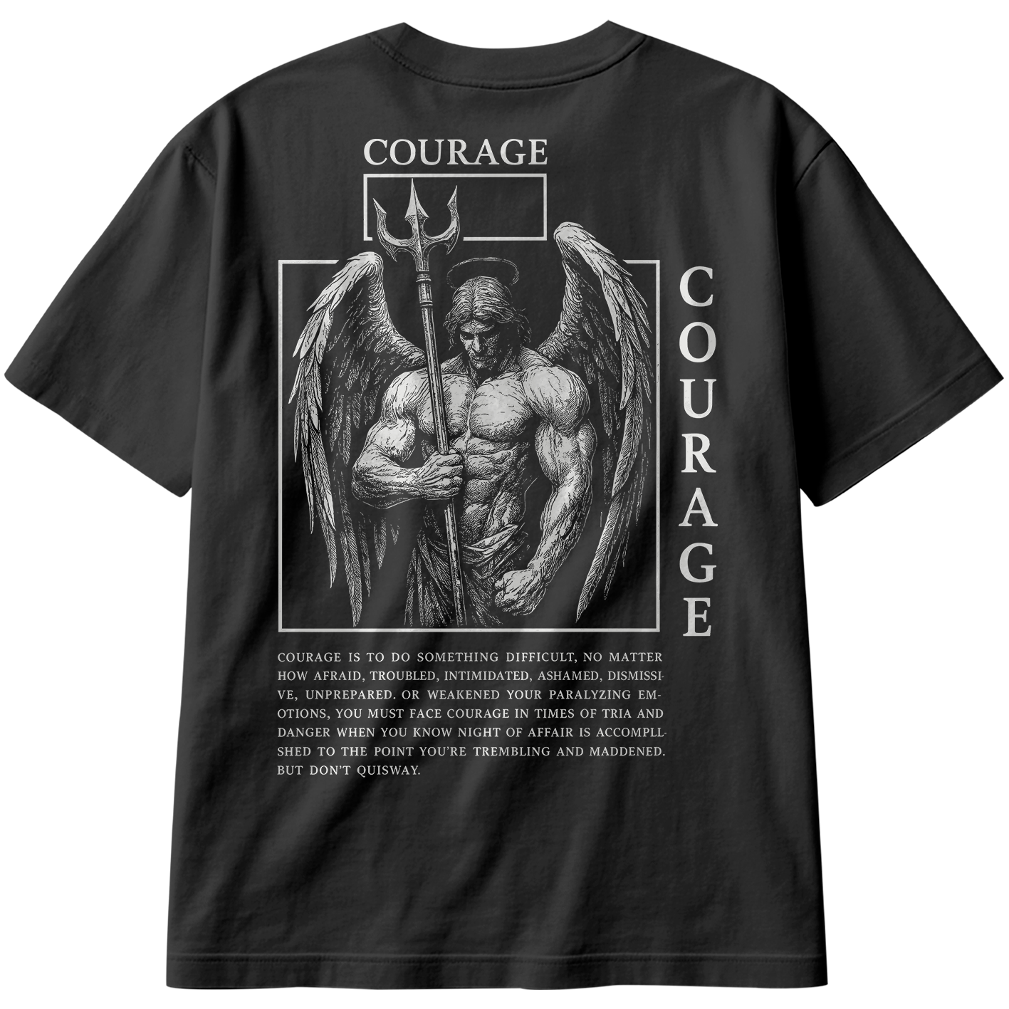 Camiseta Oversized Angel Courage Treino Hard Motivação