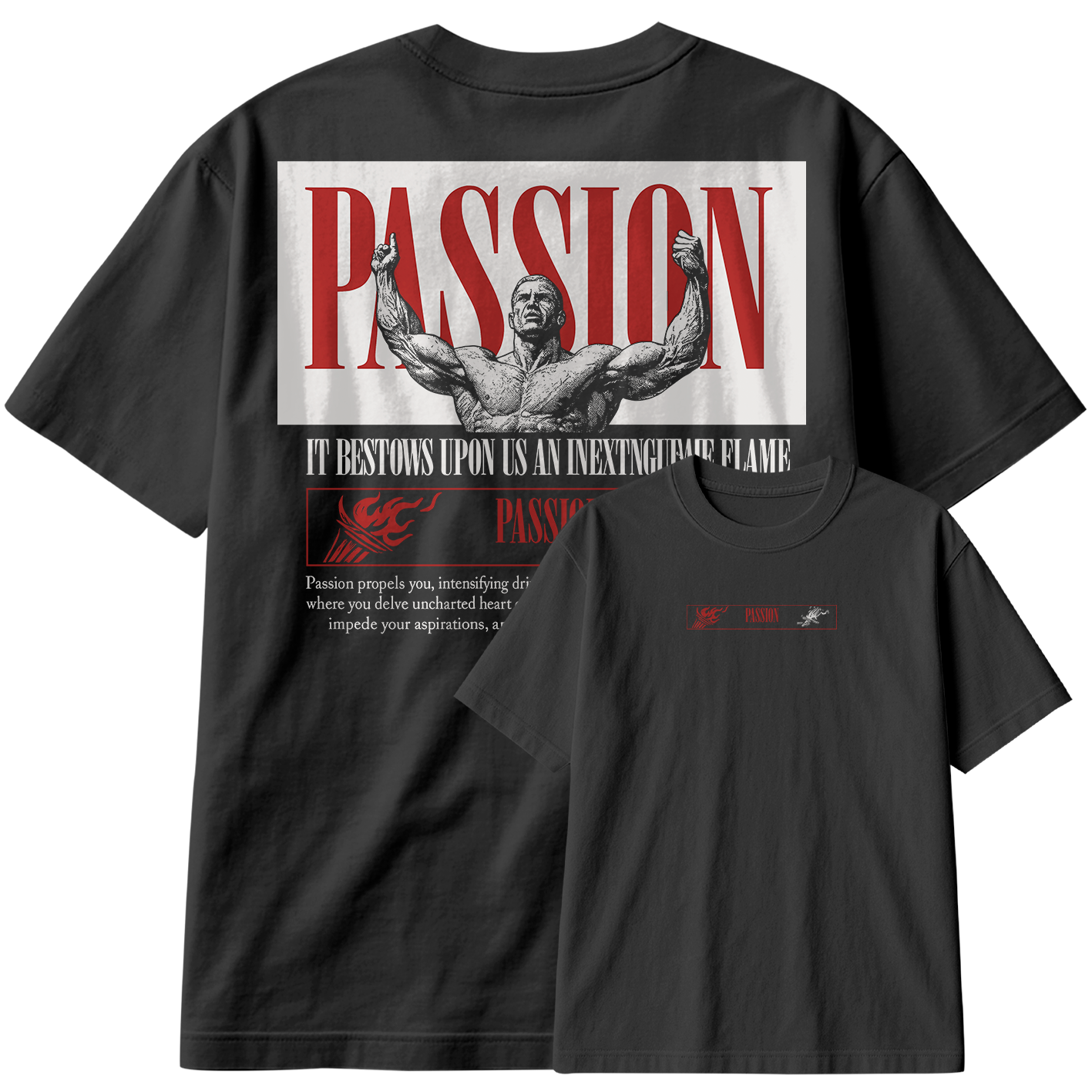 Camiseta Oversized Passion Stronger Motivação Academia Treino