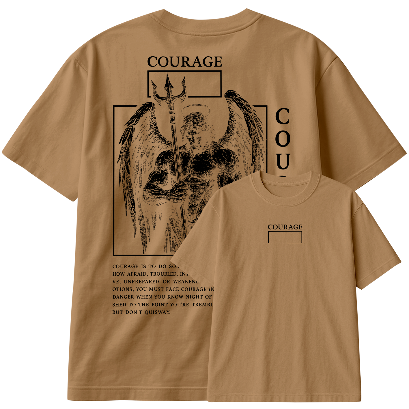 Camiseta Oversized Angel Courage Treino Hard Motivação