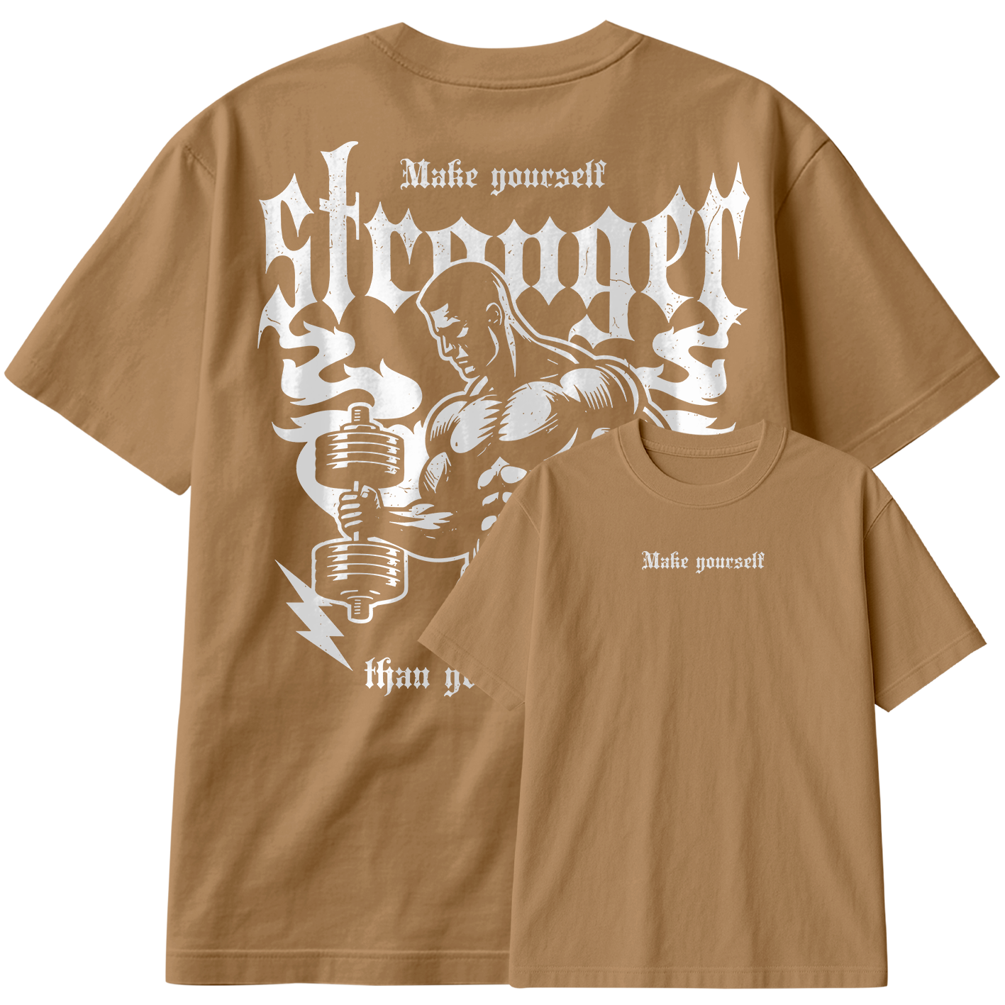 Camiseta Oversized Make YourSelf Stronger Gym Hard Train