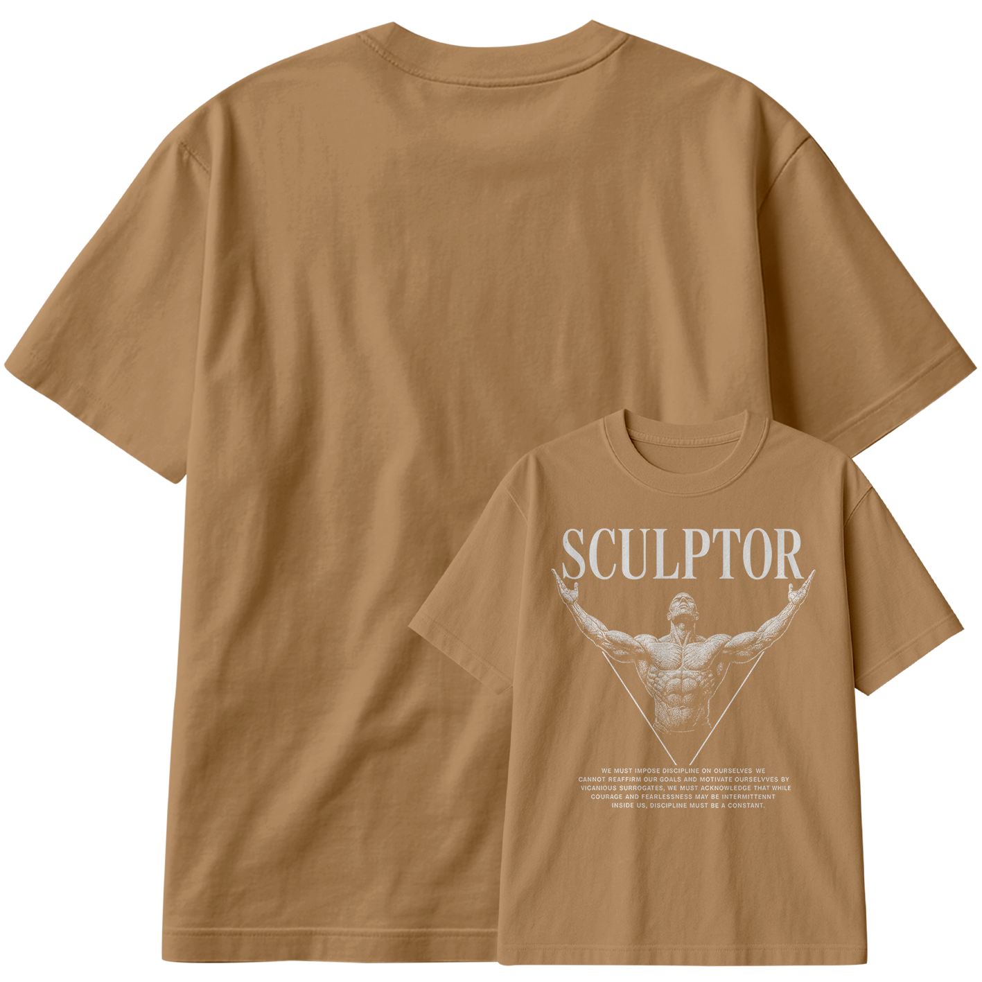 Camiseta Oversized Sculptor Muscle Train Hard Frase Motivação