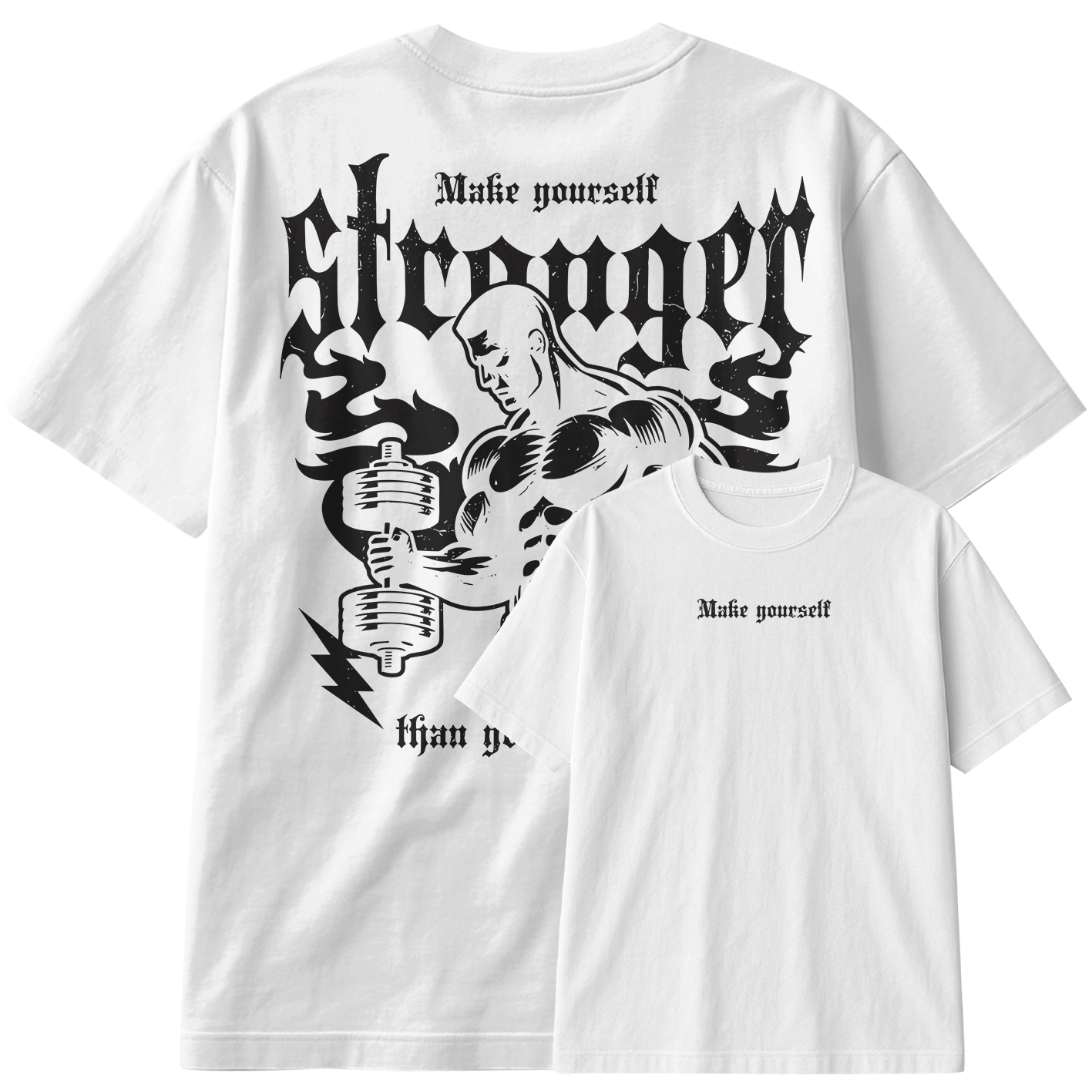 Camiseta Oversized Make YourSelf Stronger Gym Hard Train