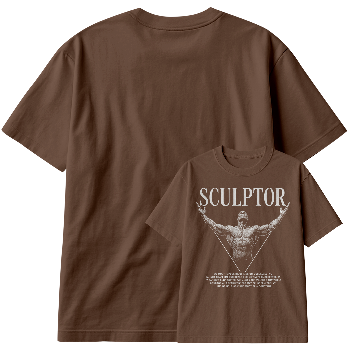 Camiseta Oversized Sculptor Muscle Train Hard Frase Motivação