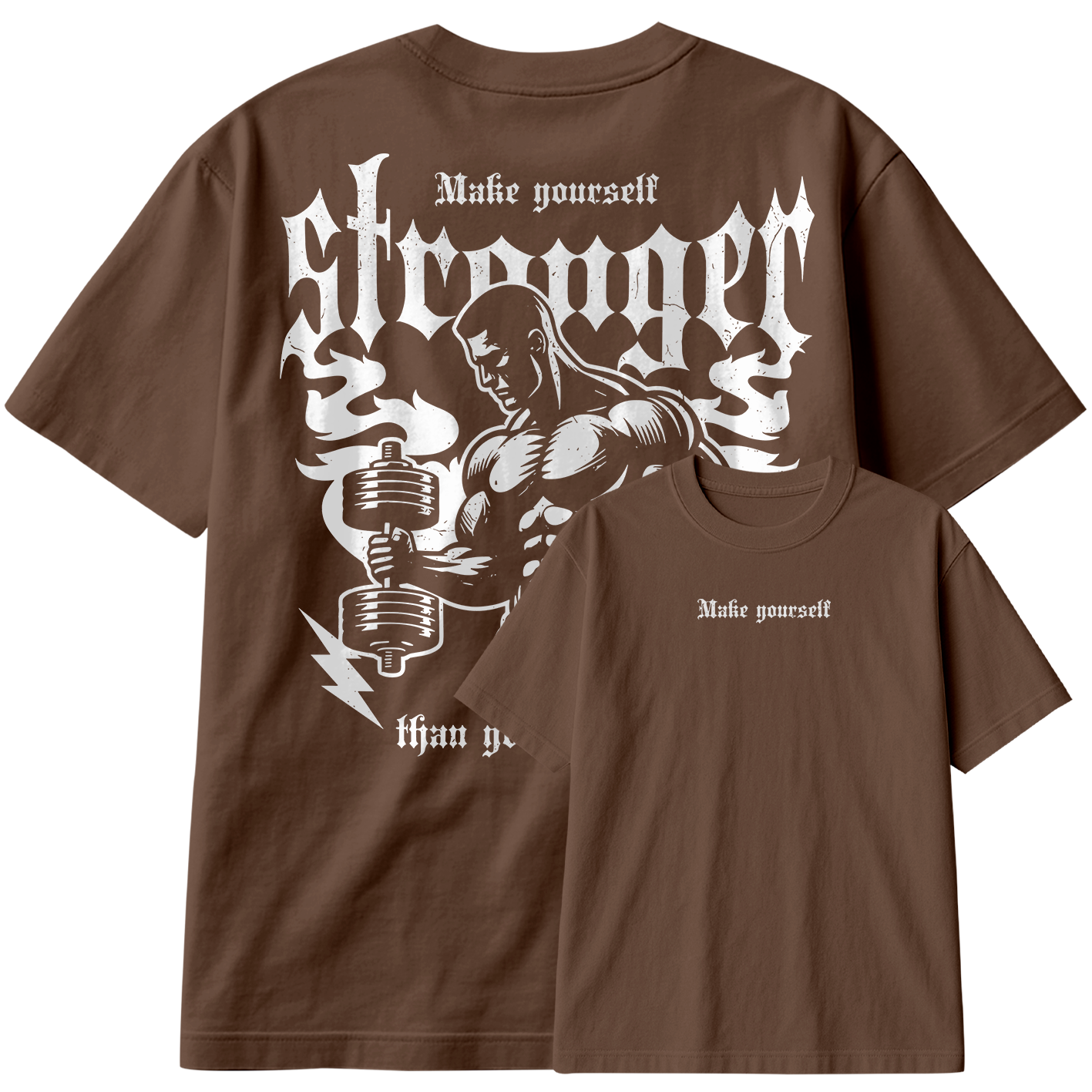 Camiseta Oversized Make YourSelf Stronger Gym Hard Train