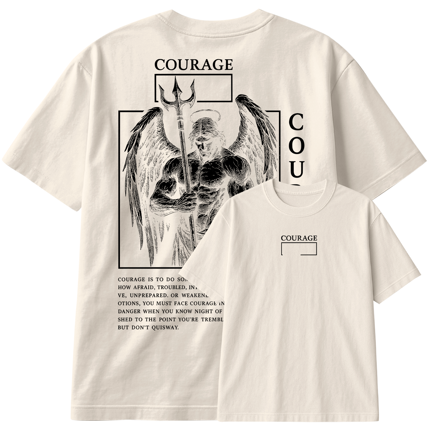 Camiseta Oversized Angel Courage Treino Hard Motivação