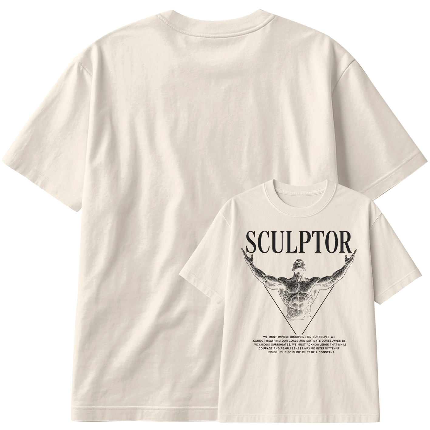 Camiseta Oversized Sculptor Muscle Train Hard Frase Motivação