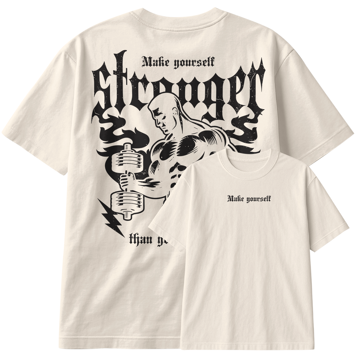 Camiseta Oversized Make YourSelf Stronger Gym Hard Train