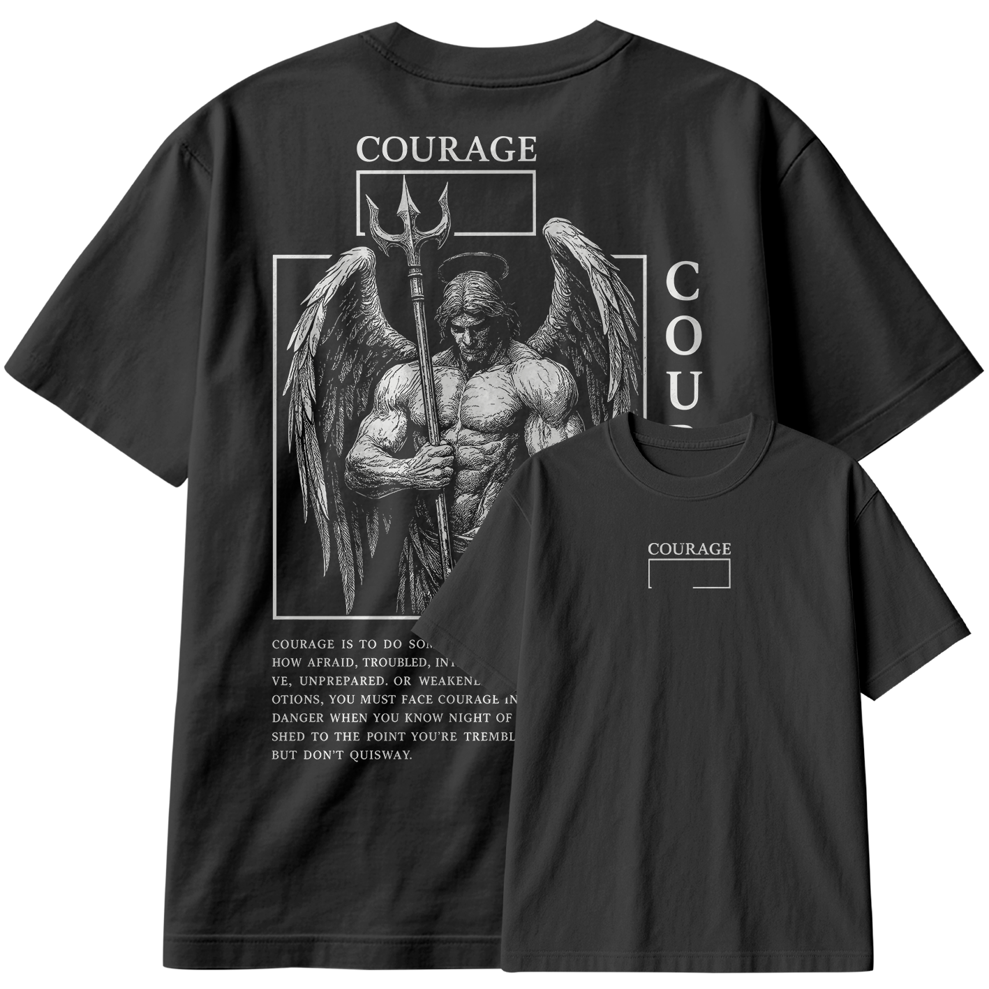 Camiseta Oversized Angel Courage Treino Hard Motivação