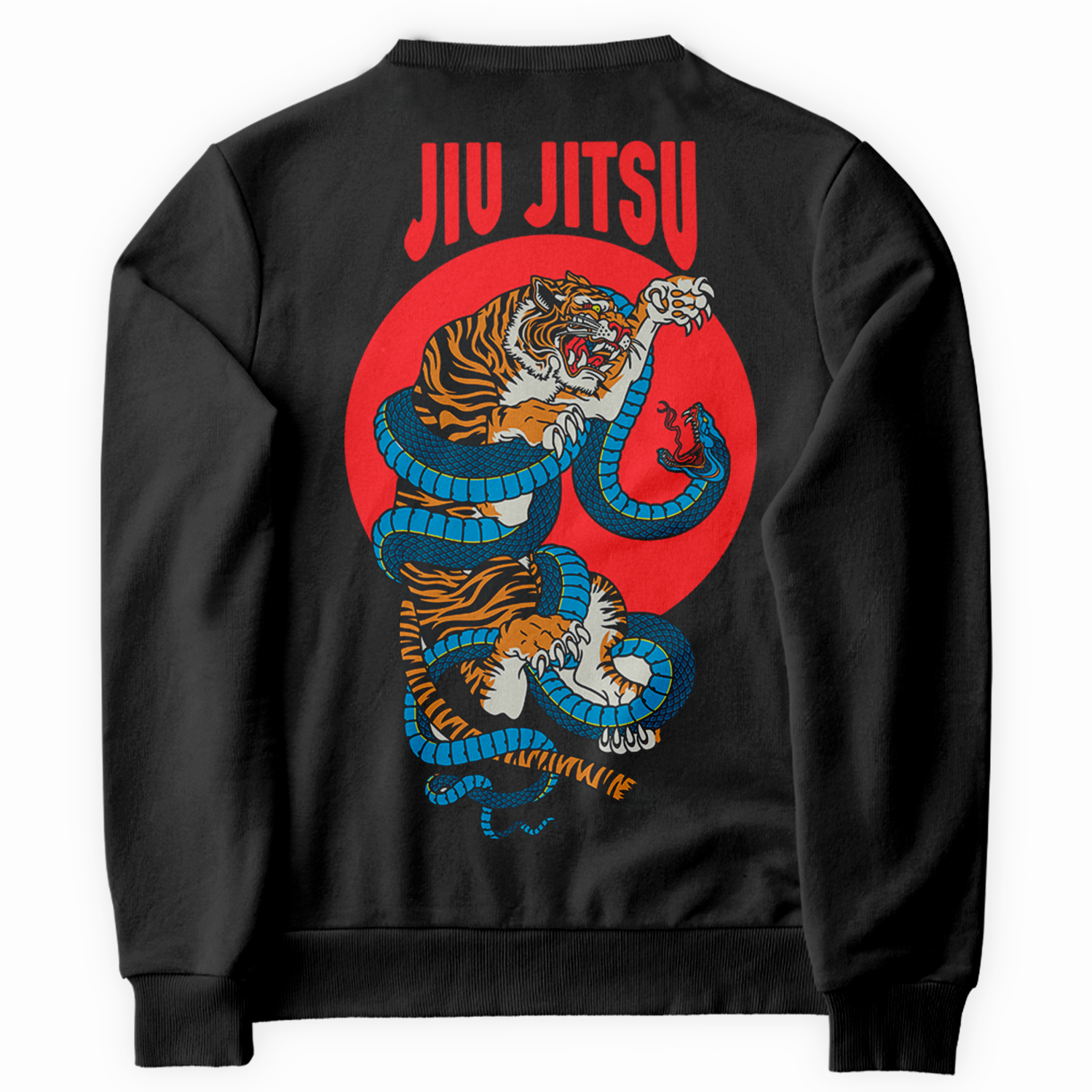 Blusa de Moletom Gola Redonda Jiu Jitsu Tiger Snake Artes Marciais Luta