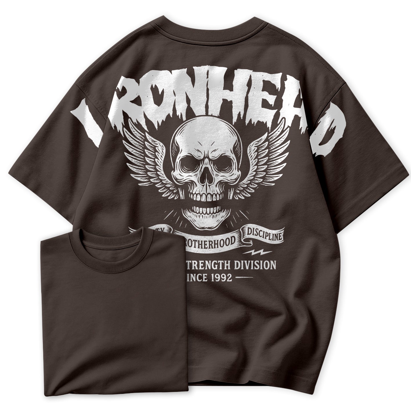 Camiseta Oversized IRONHEAD Caveira Academia Estilo Old School Streetwear