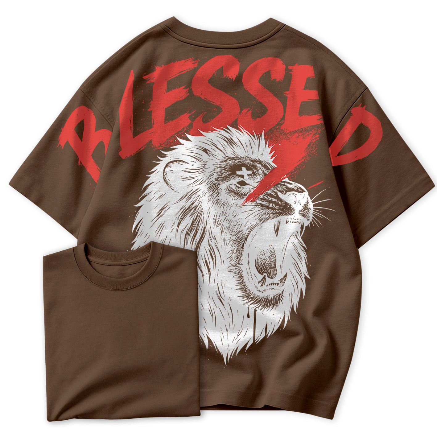 Camiseta Oversized Blessed Leão Streetwear Fé e Atitude!