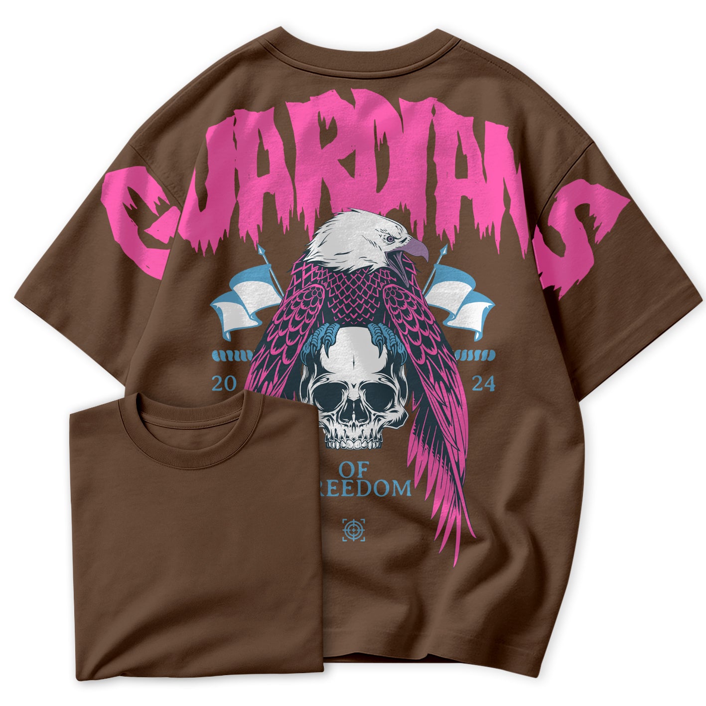 Camiseta Oversized Guardiões Da Liberdade Águia e Caveira Estilo Pesado Street