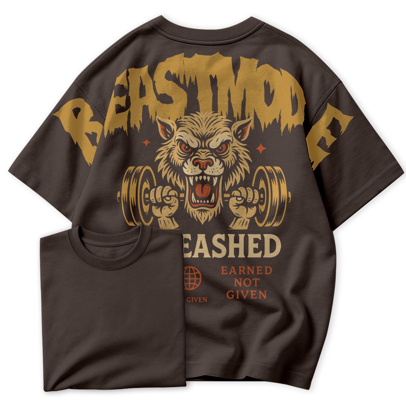 Camiseta Oversized BeastMode Tiger Unleashed Earned Not Given