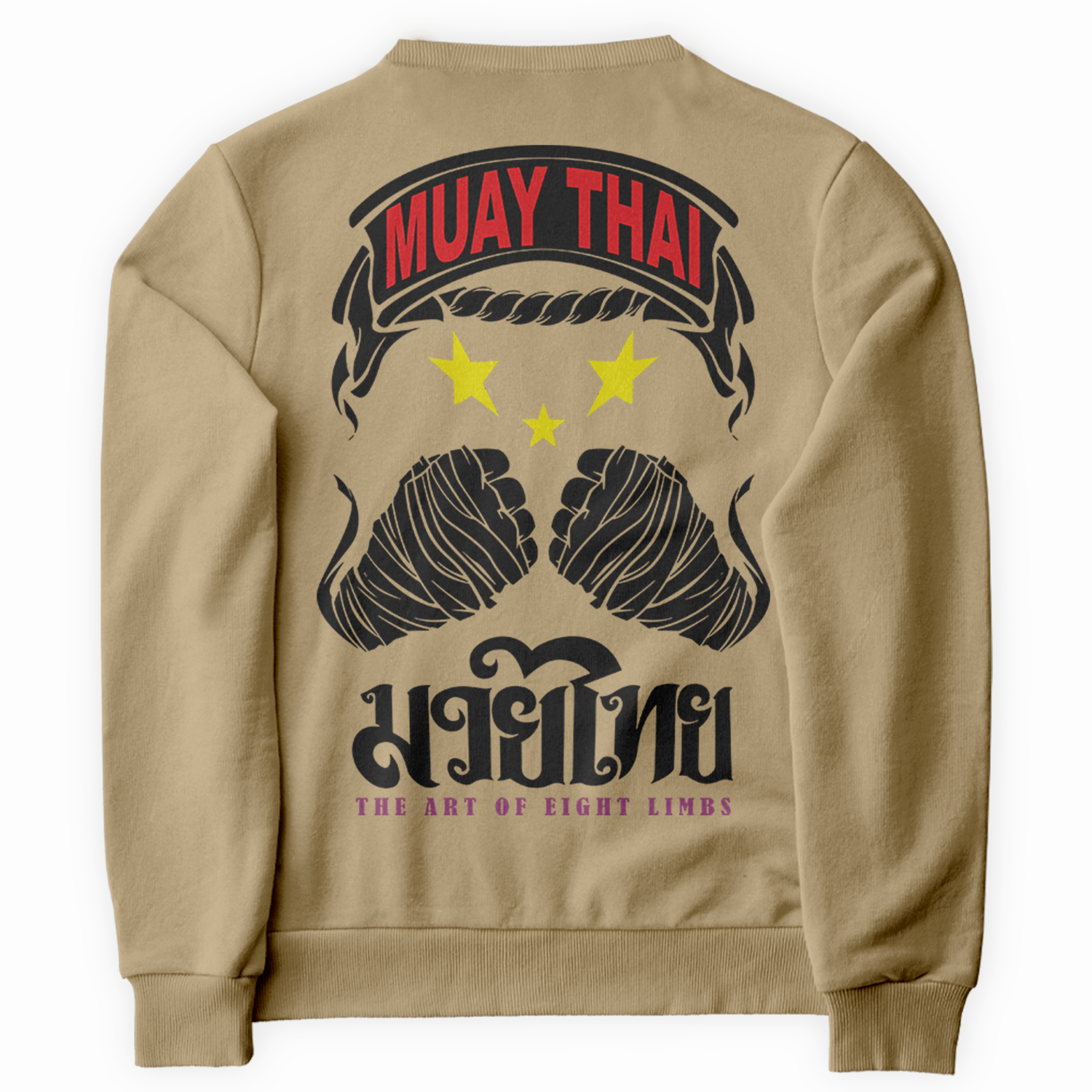 Blusa de Moletom Gola Redonda Muay Thai Punho Faixas Luta Street Style