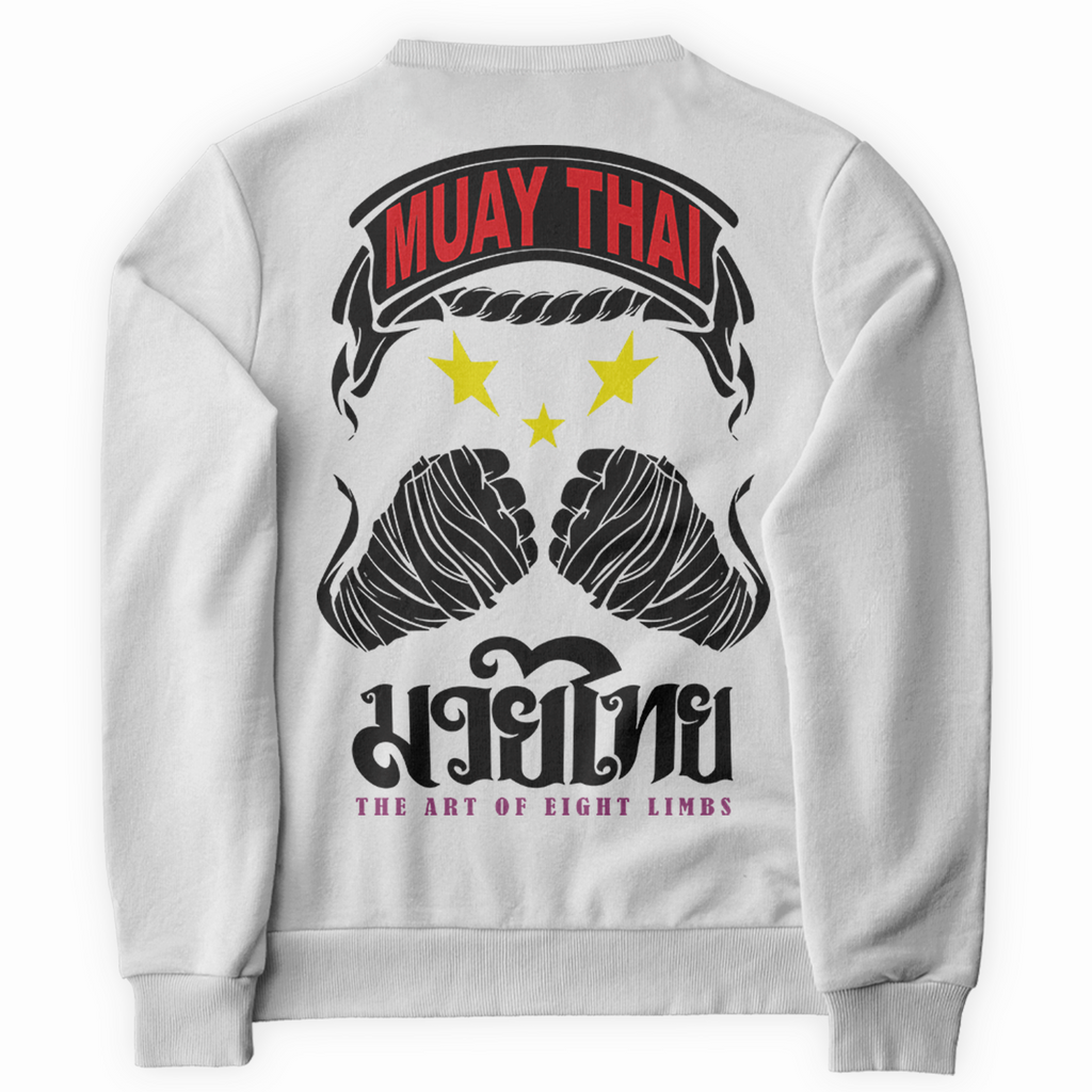 Blusa de Moletom Gola Redonda Muay Thai Punho Faixas Luta Street Style