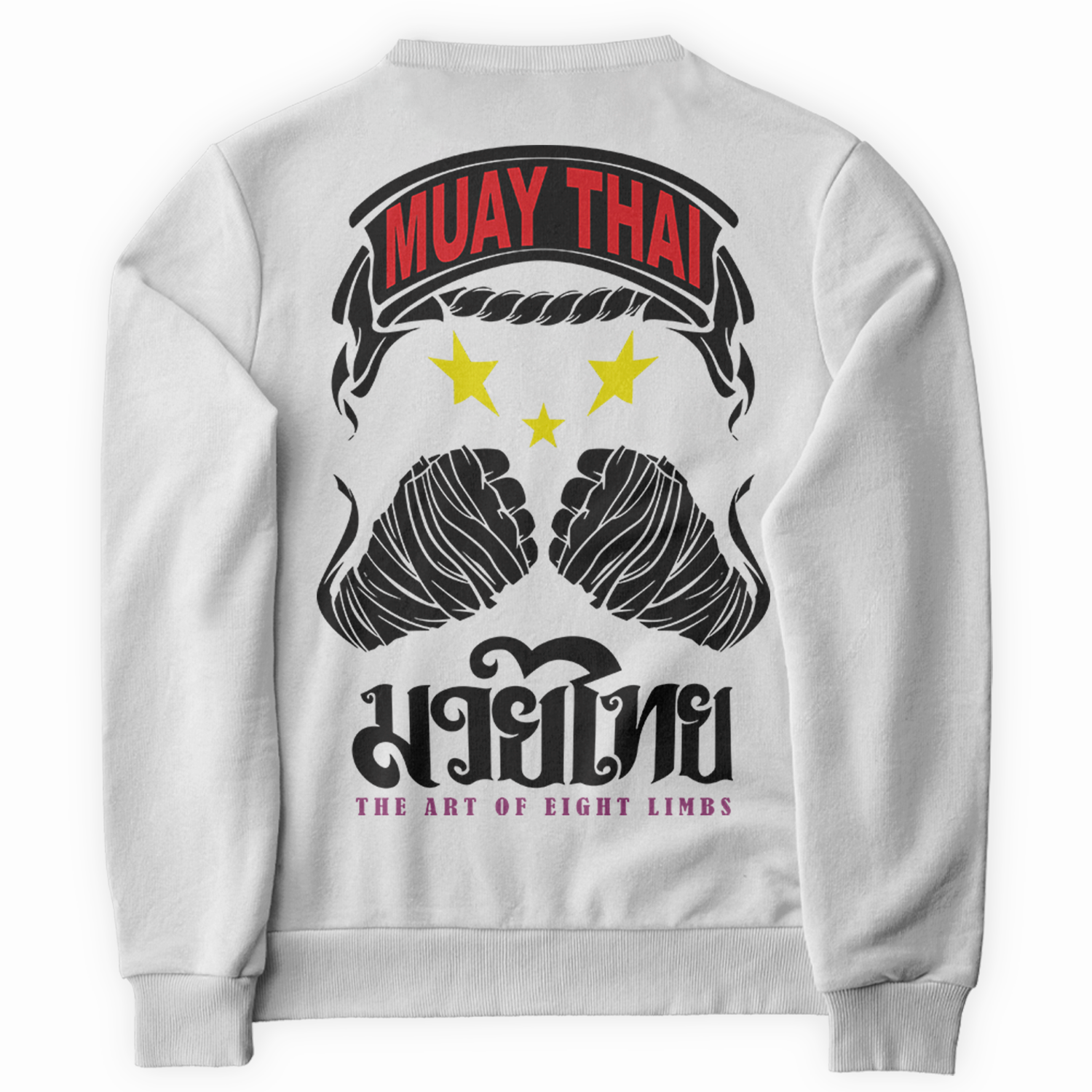 Blusa de Moletom Gola Redonda Muay Thai Punho Faixas Luta Street Style