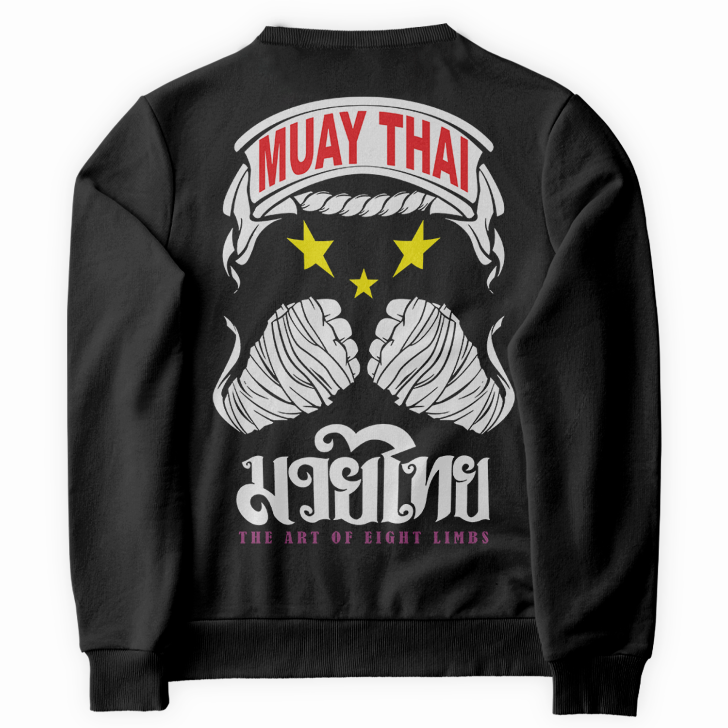 Blusa de Moletom Gola Redonda Muay Thai Punho Faixas Luta Street Style