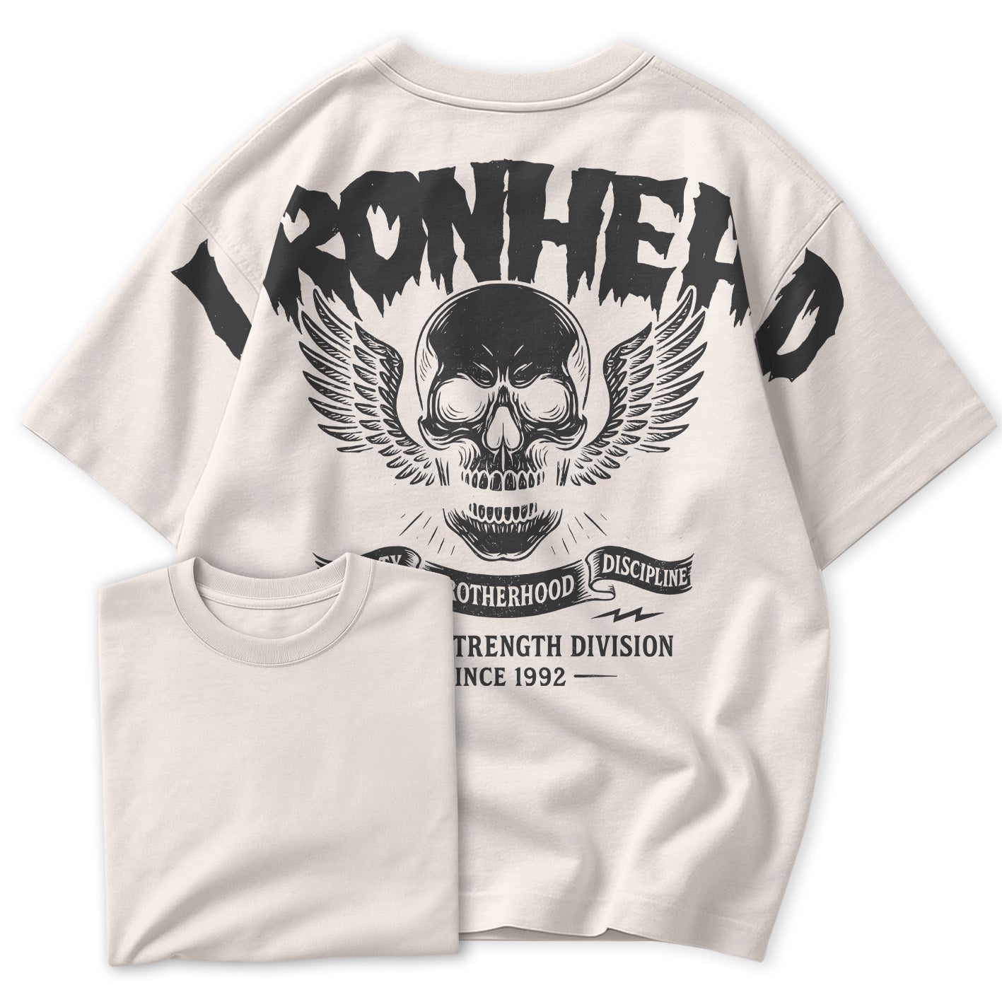 Camiseta Oversized IRONHEAD Caveira Academia Estilo Old School Streetwear
