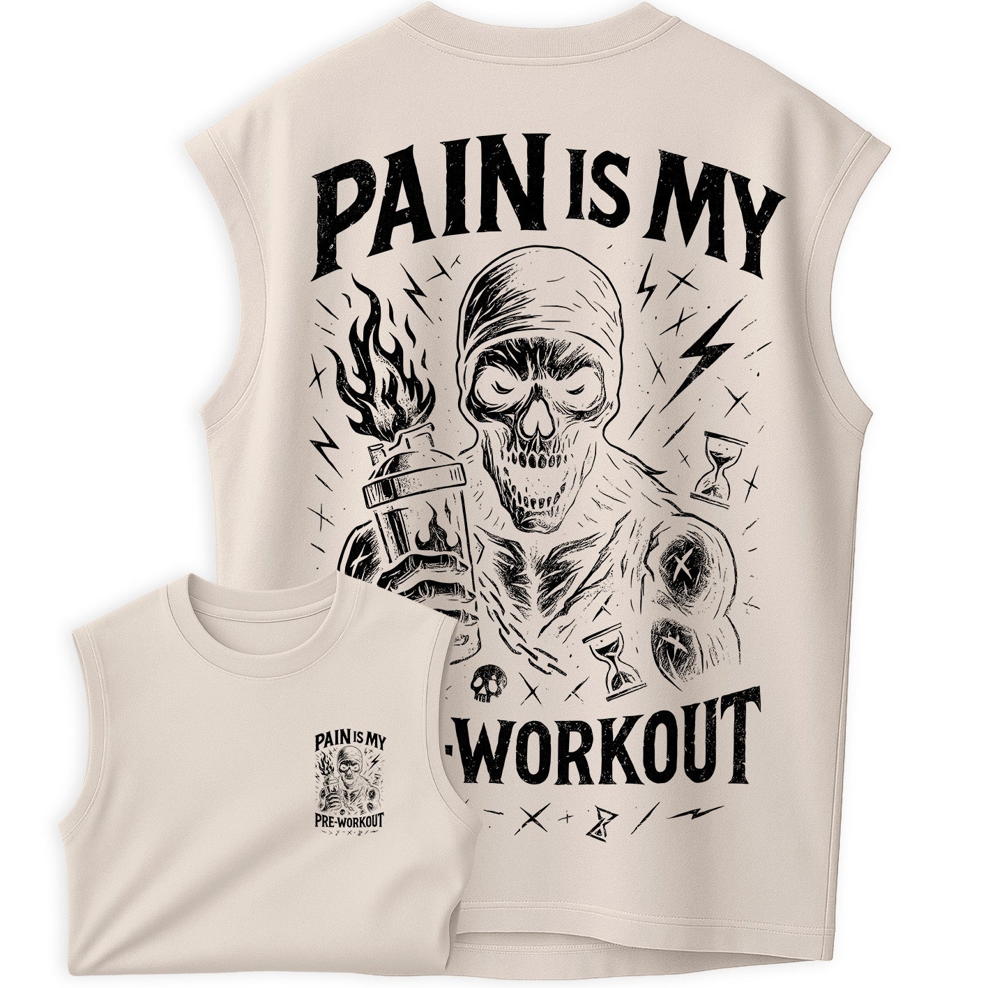 Regata Oversized Pain is My Pre-Workout "Meu Pré-Treino é a Dor"