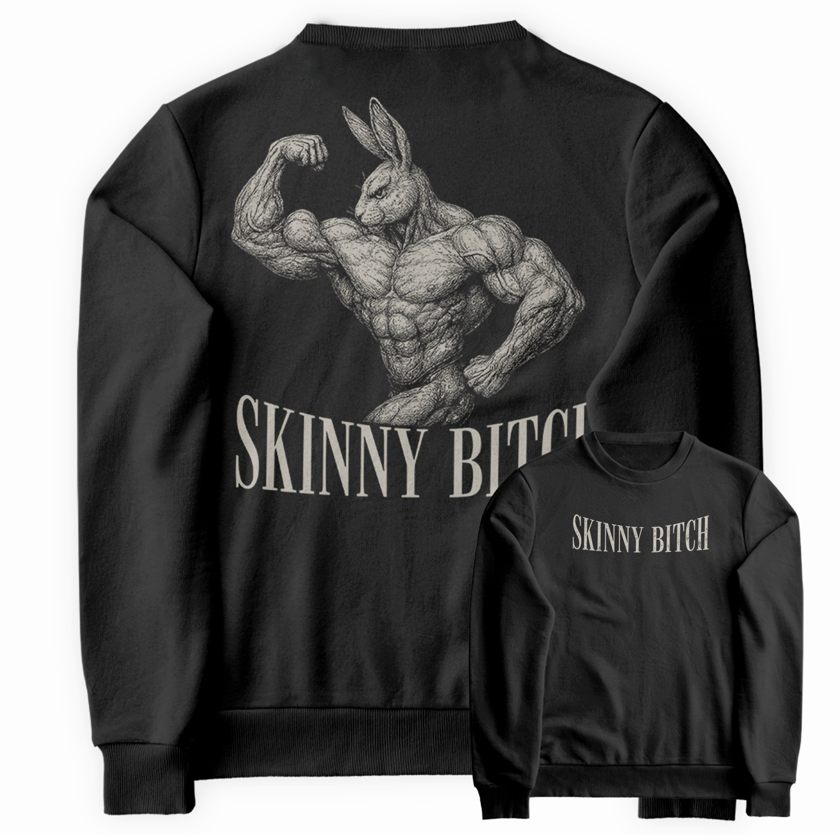 Blusa de Moletom Gola Redonda Coelho Strong Skinny Bitch