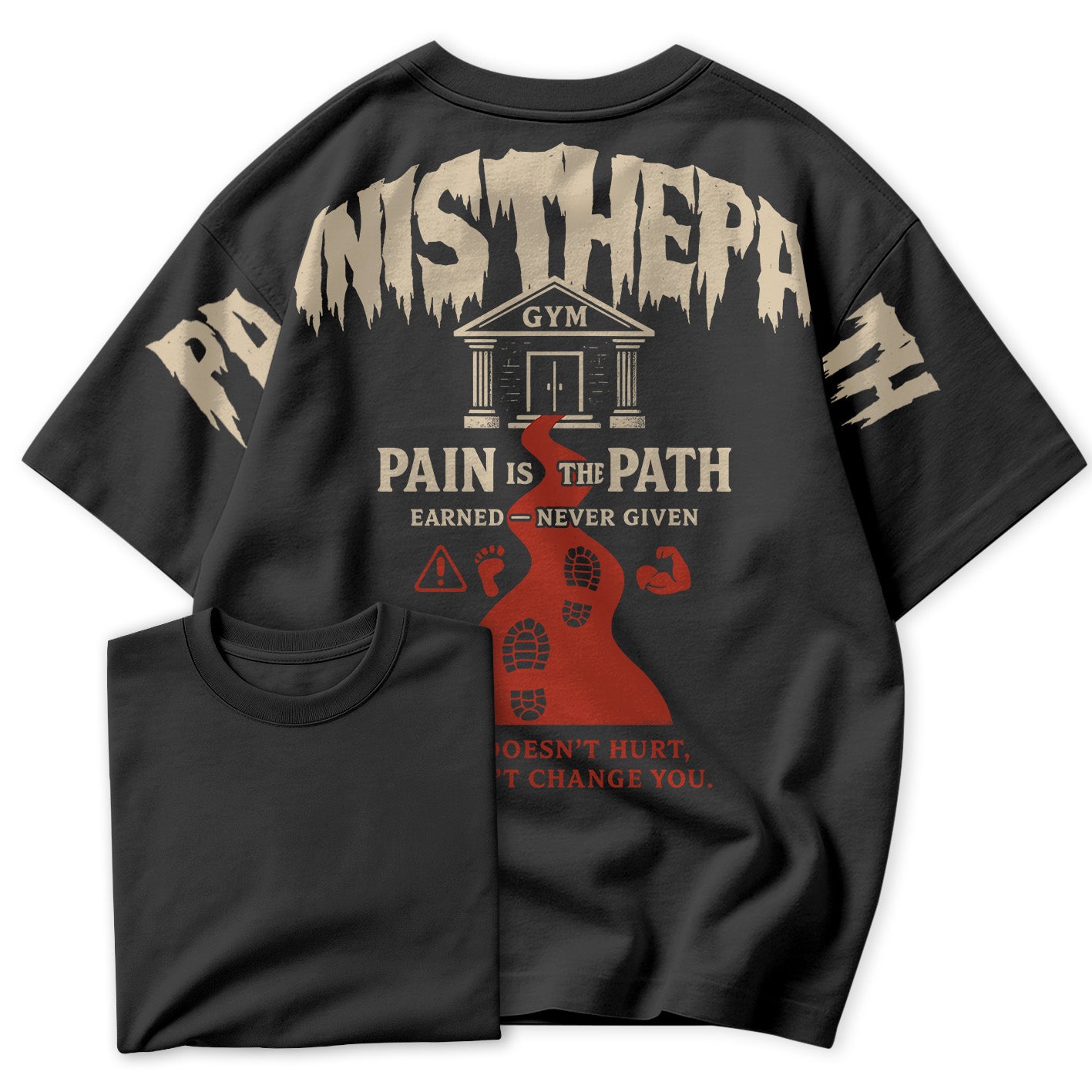 Camiseta Oversized Pain Is The Patch Academia Gym