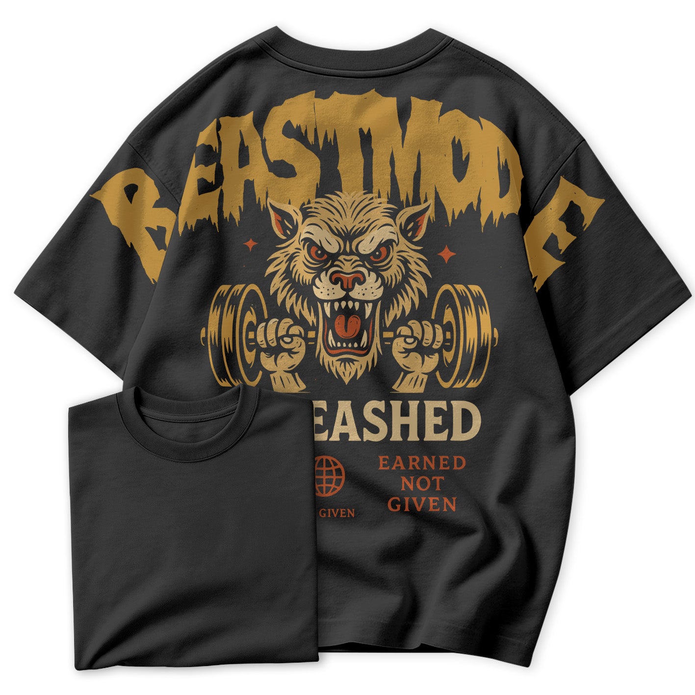 Camiseta Oversized BeastMode Tiger Unleashed Earned Not Given