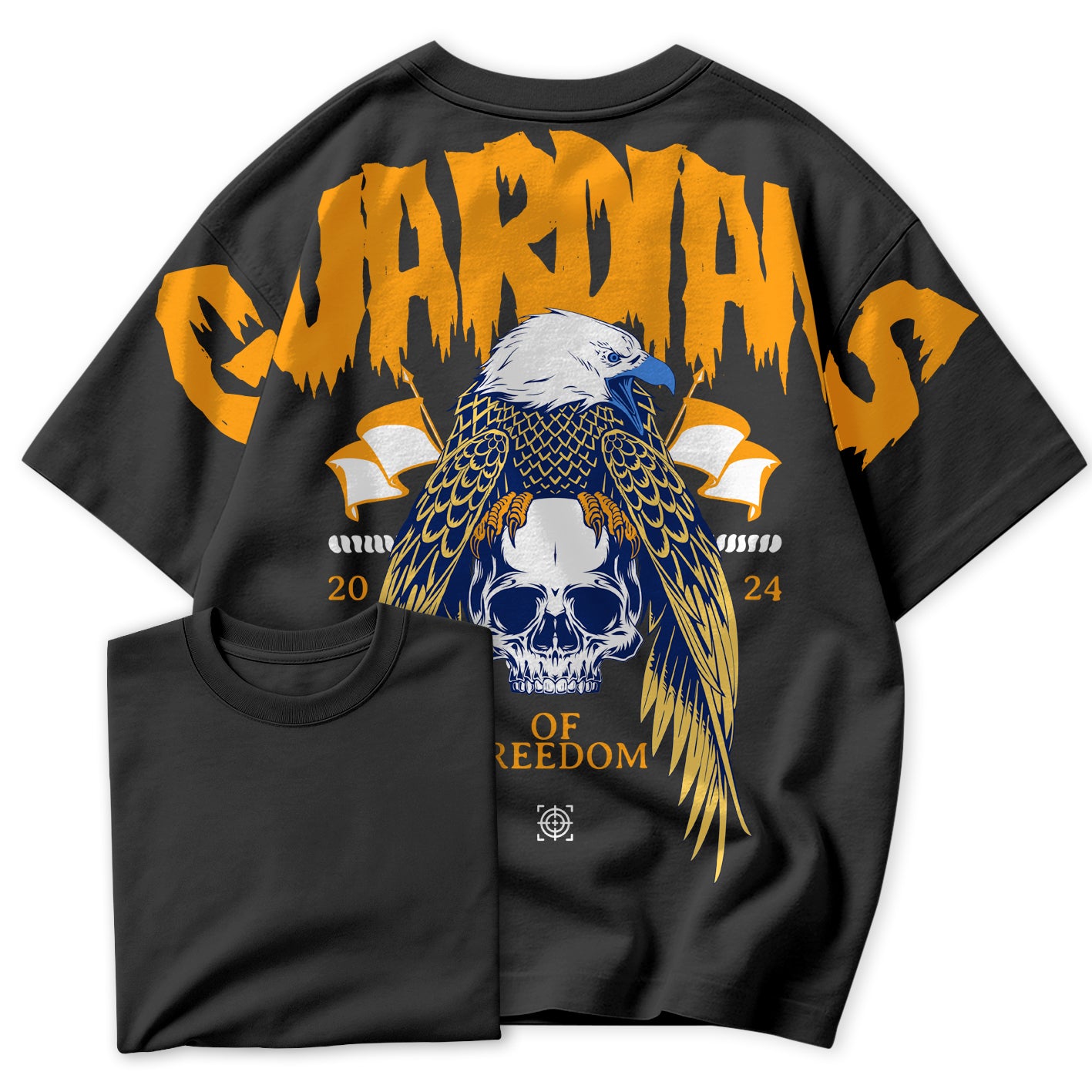 Camiseta Oversized Guardiões Da Liberdade Águia e Caveira Estilo Pesado Street
