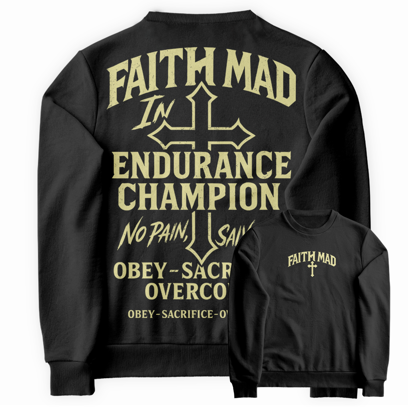 Blusa de Moletom Gola Redonda Faith Mad Champion Cruz Salvation