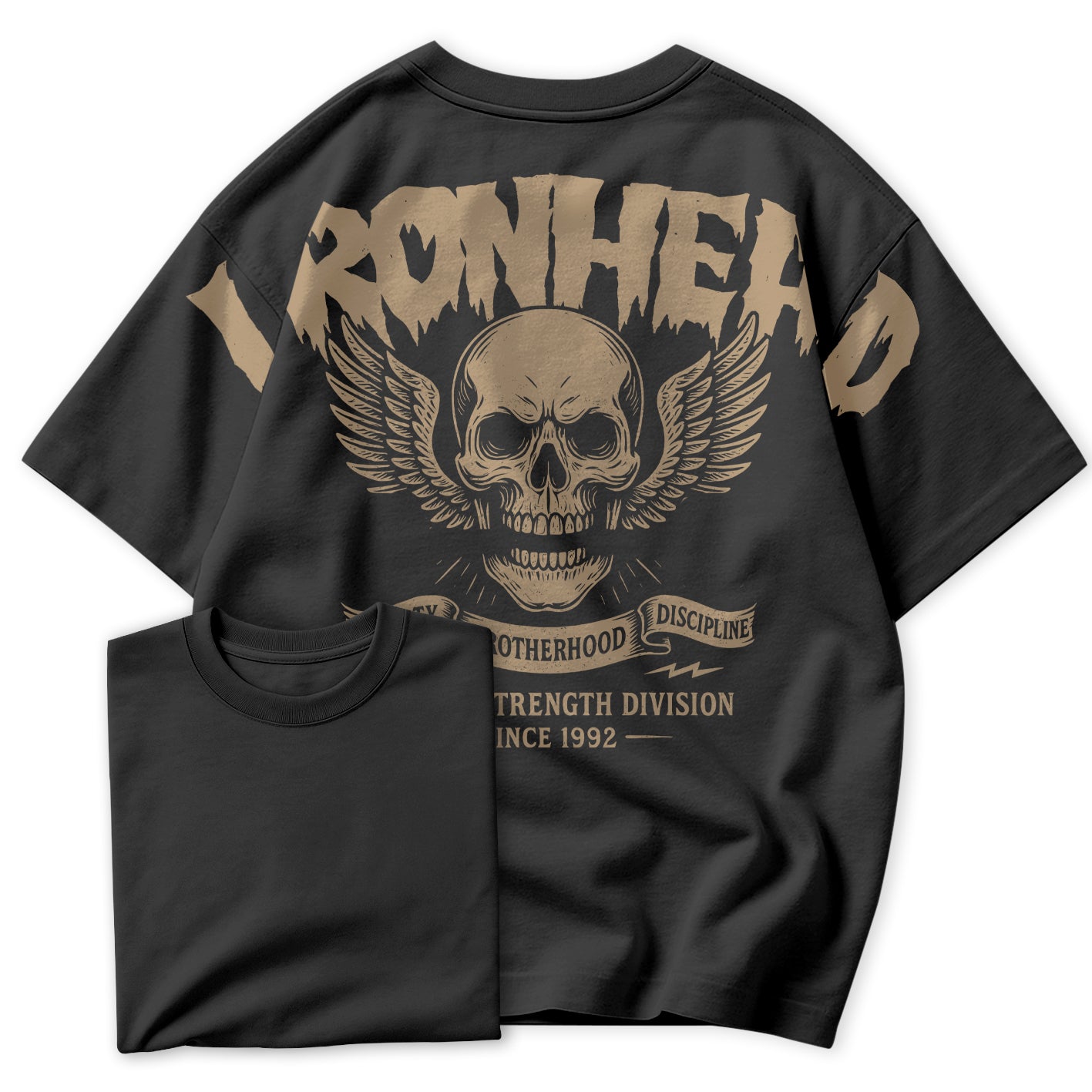 Camiseta Oversized IRONHEAD Caveira Academia Estilo Old School Streetwear