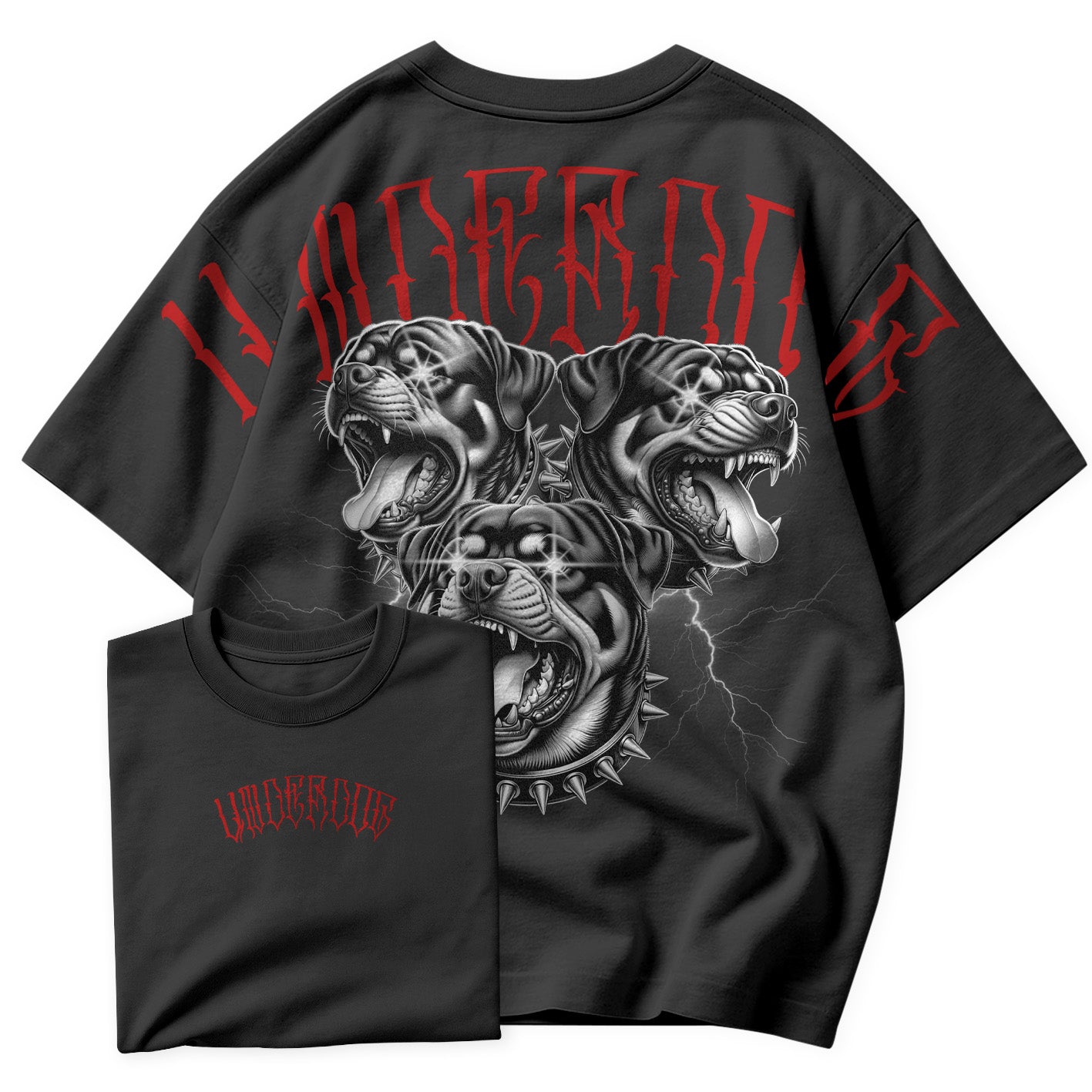 Camiseta Oversized 3 Rottweiler StreetWear Dogs Under